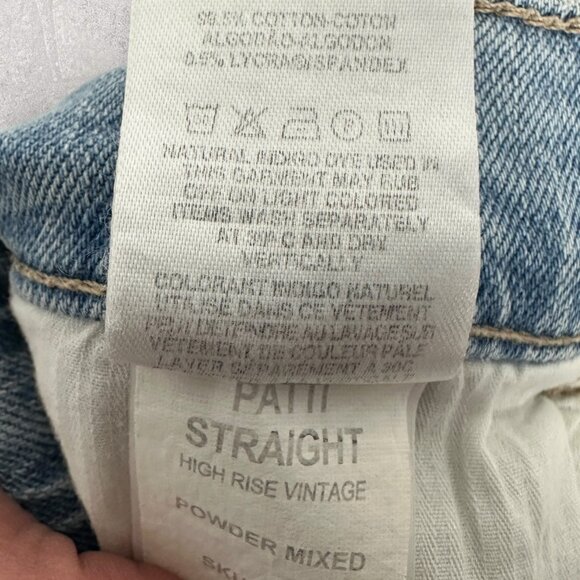 DL1961 Patti Straight High Rise Vintage Jeans Patchwork Power Blue Mixed Size 27 - Picture 13 of 16